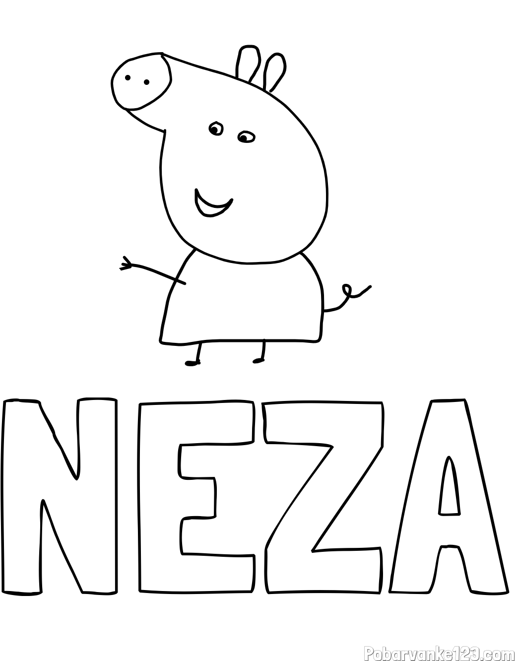 Pobarvanka imena NEŽA in pobarvanka pujse PEPE 🐽