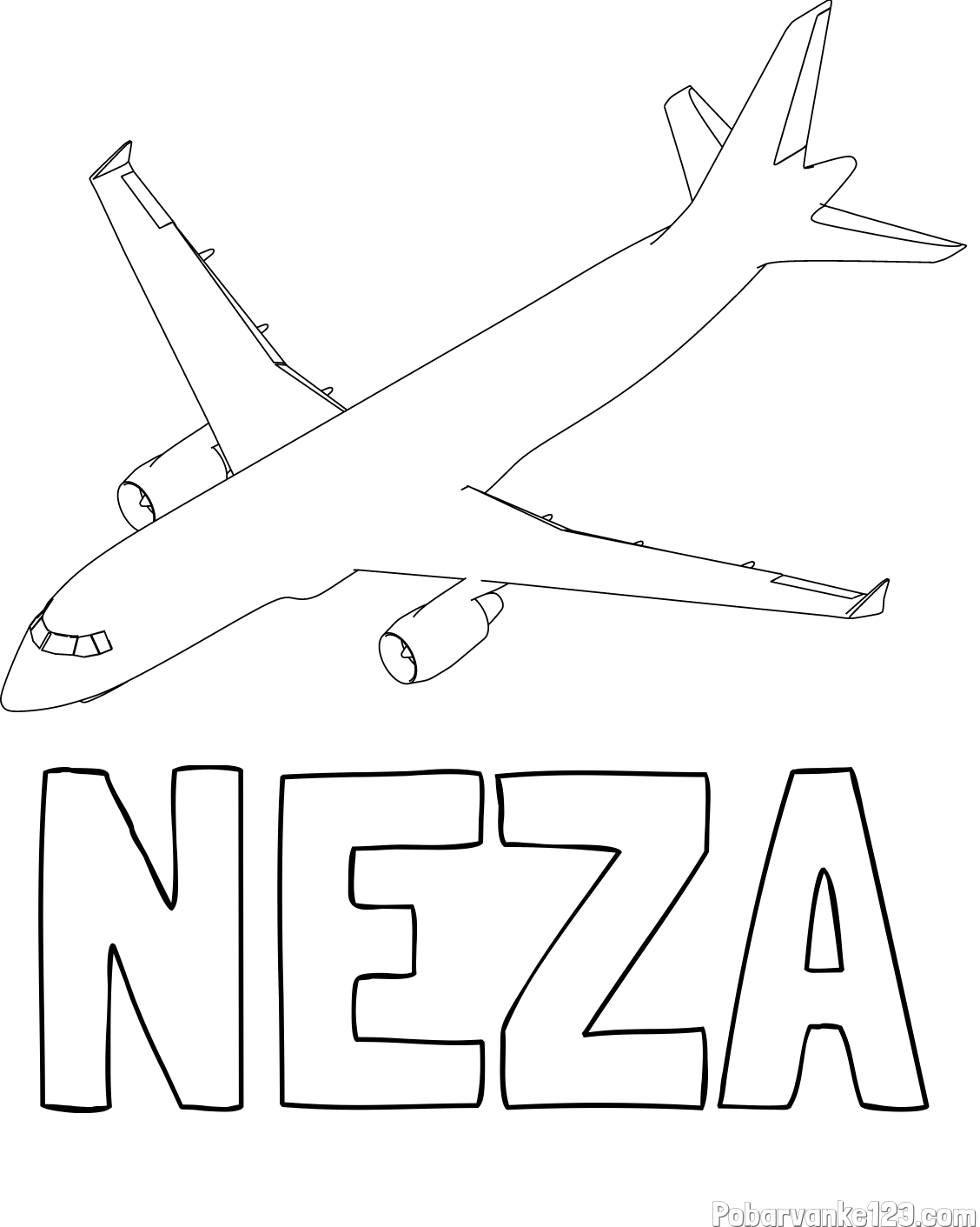 Pobarvanka imena NEŽA in pobarvanka velikega aviona