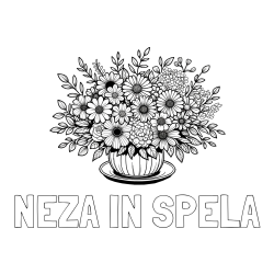 Online izdelana pobarvanka - Pobarvanka imena NEŽA IN ŠPELA in pobarvanka velikega šopka rož