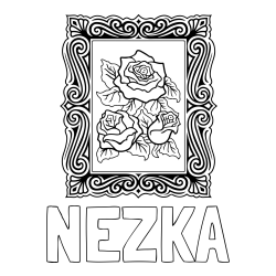 Online izdelana pobarvanka - Pobarvanka imena NEŽKA in pobarvanka  uokvirjene slike vrtnic