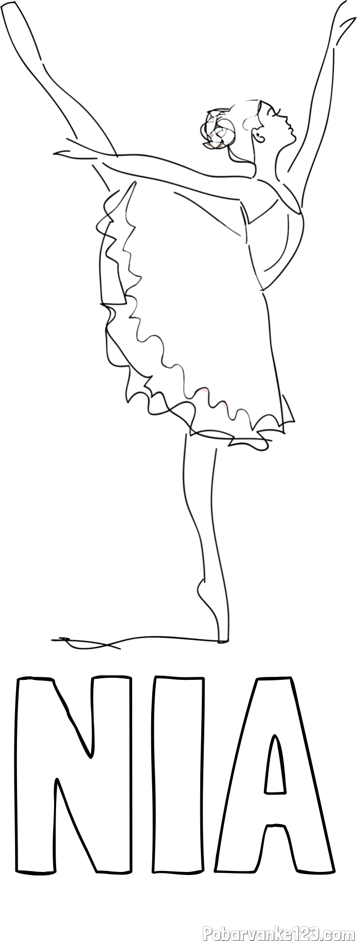 Pobarvanka imena NIA in pobarvanka ljubke baletke