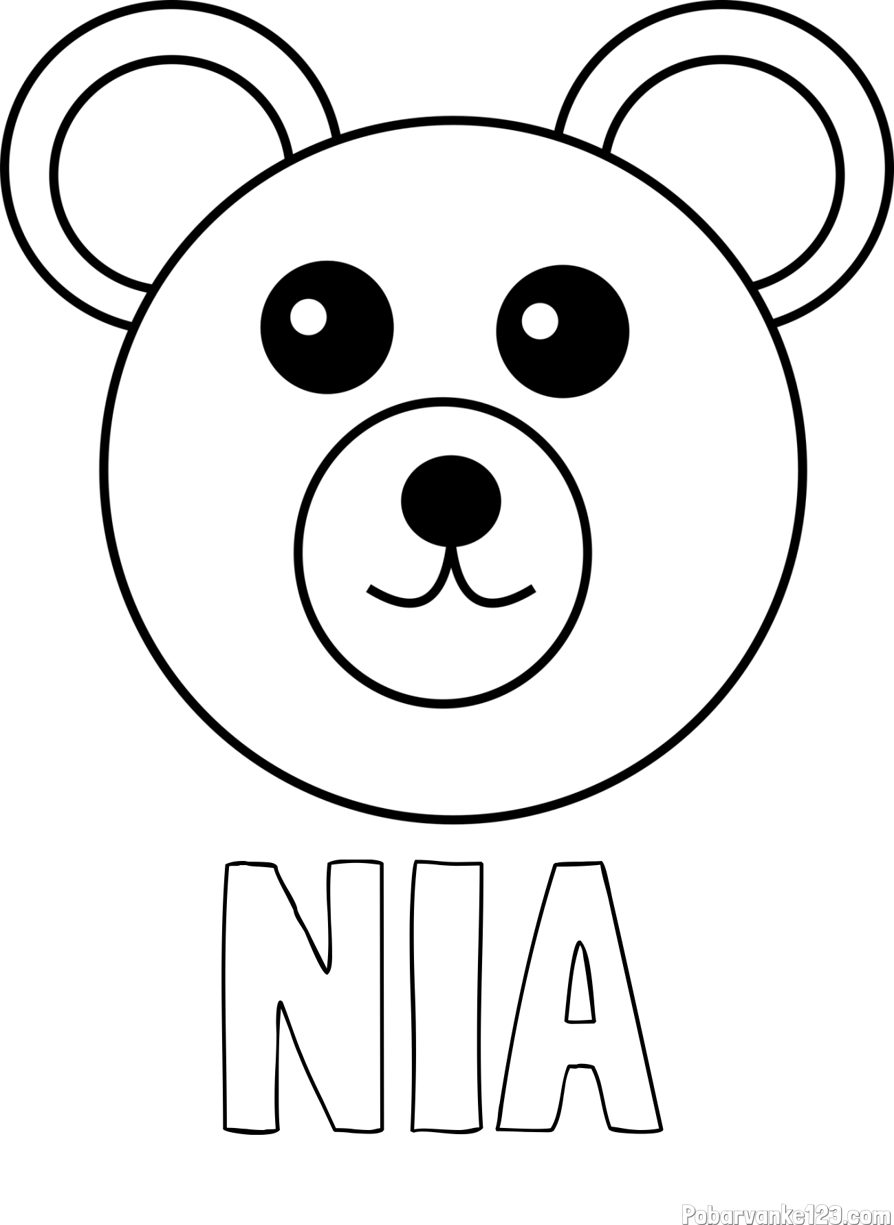 Pobarvanka imena NIA in preprosta pobarvanka medvedka