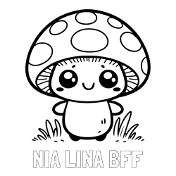 Online izdelana pobarvanka - Pobarvanka imena NIA LINA BFF in otroška pobarvanka gobe