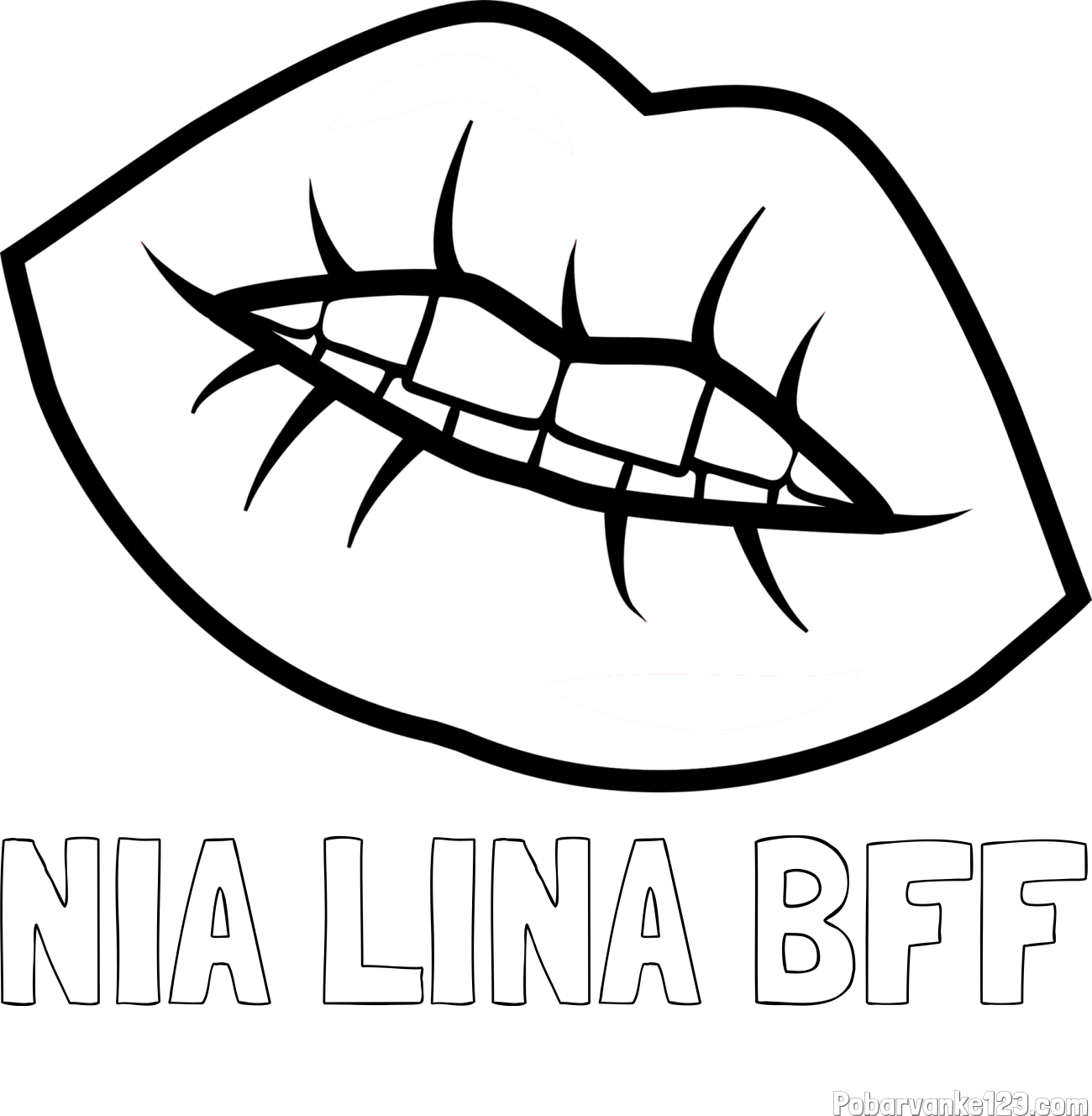 Pobarvanka imena NIA LINA BFF in pobarvanka ustnic