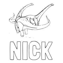 Online izdelana pobarvanka - Pobarvanka imena NICK in pobarvanka dinozavra Alamosaurus