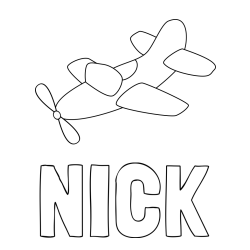 Online izdelana pobarvanka - Pobarvanka imena NICK in pobarvanka letala s propelerjem