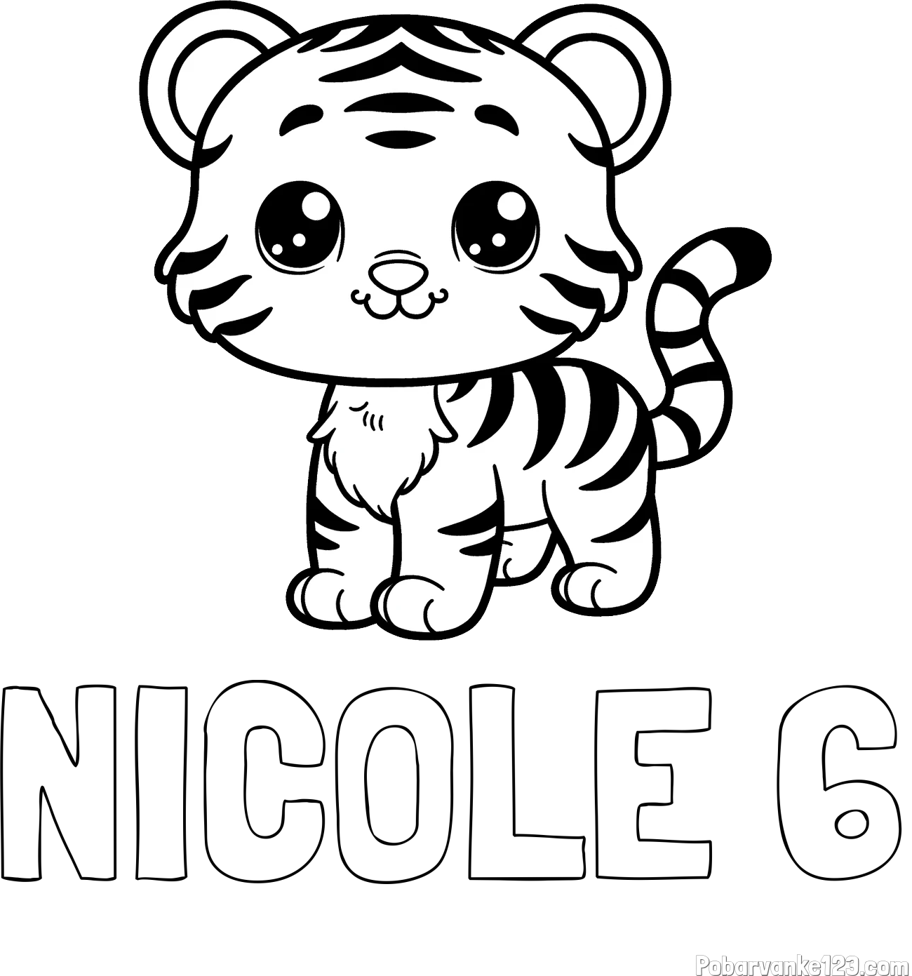 Pobarvanka imena NICOLE 6 in pobarvanka ljubkega tigrčka