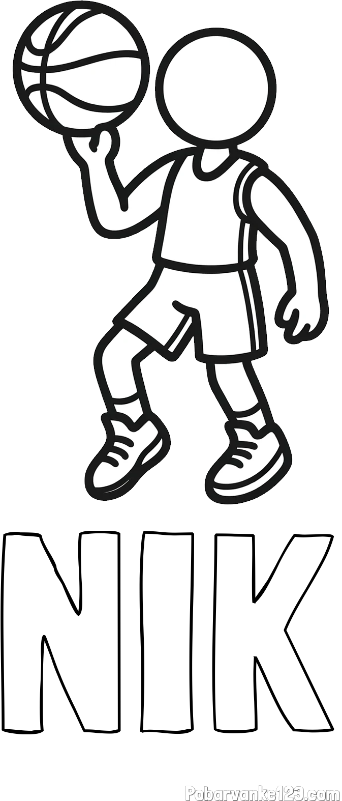 Pobarvanka imena NIK in otroška pobarvanka košarkarja
