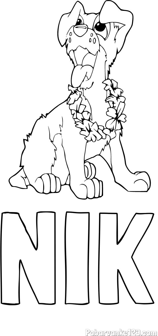 Pobarvanka imena NIK in pobarvanka kužka