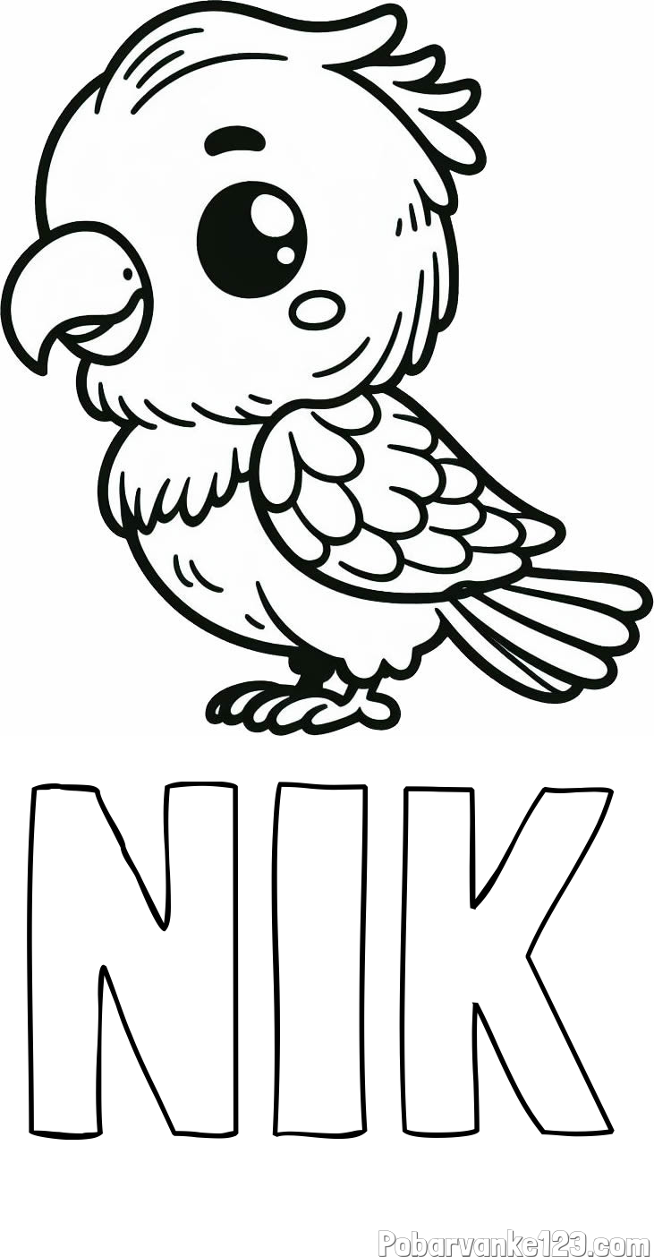 Pobarvanka imena NIK in pobarvanka ljubkega papagaja