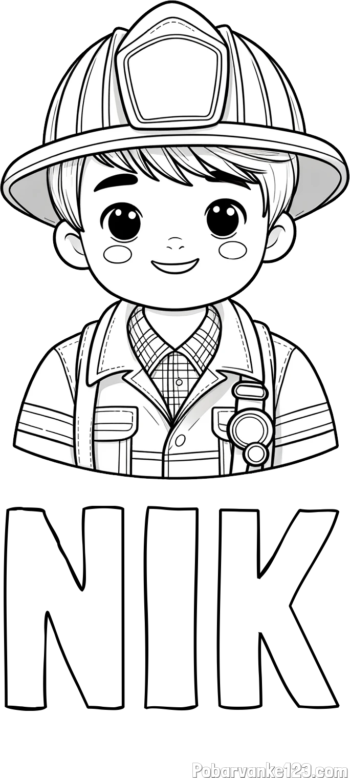 Pobarvanka imena NIK in pobarvanka mladega gasilca