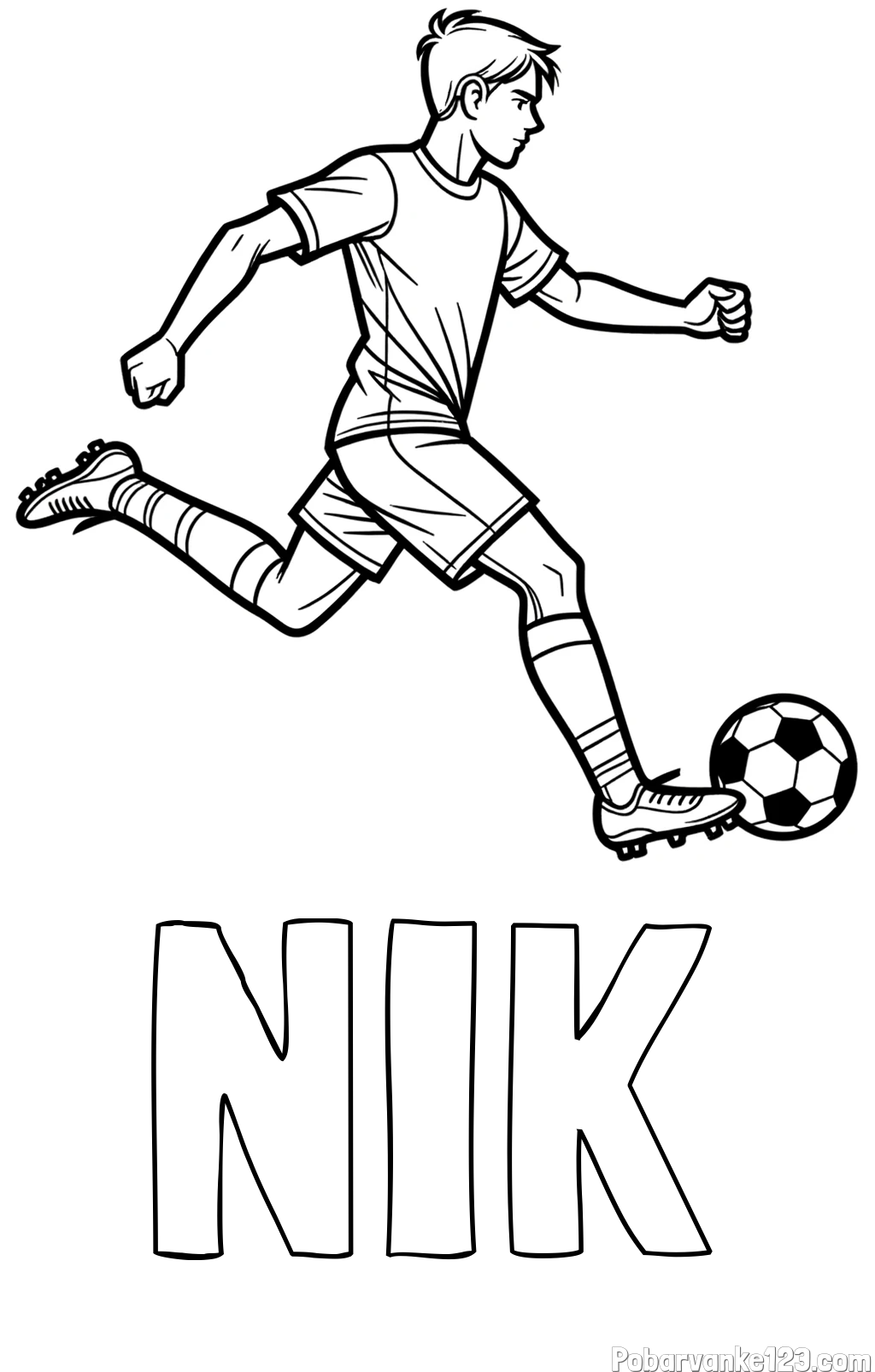 Pobarvanka imena NIK in pobarvanka nogometaša v napadu