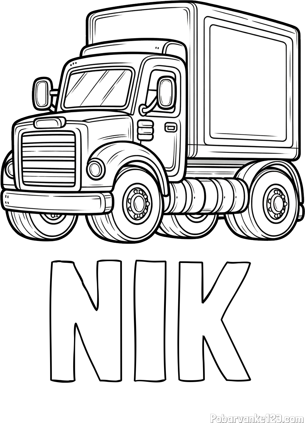 Pobarvanka imena NIK in pobarvanka starega tovornjaka