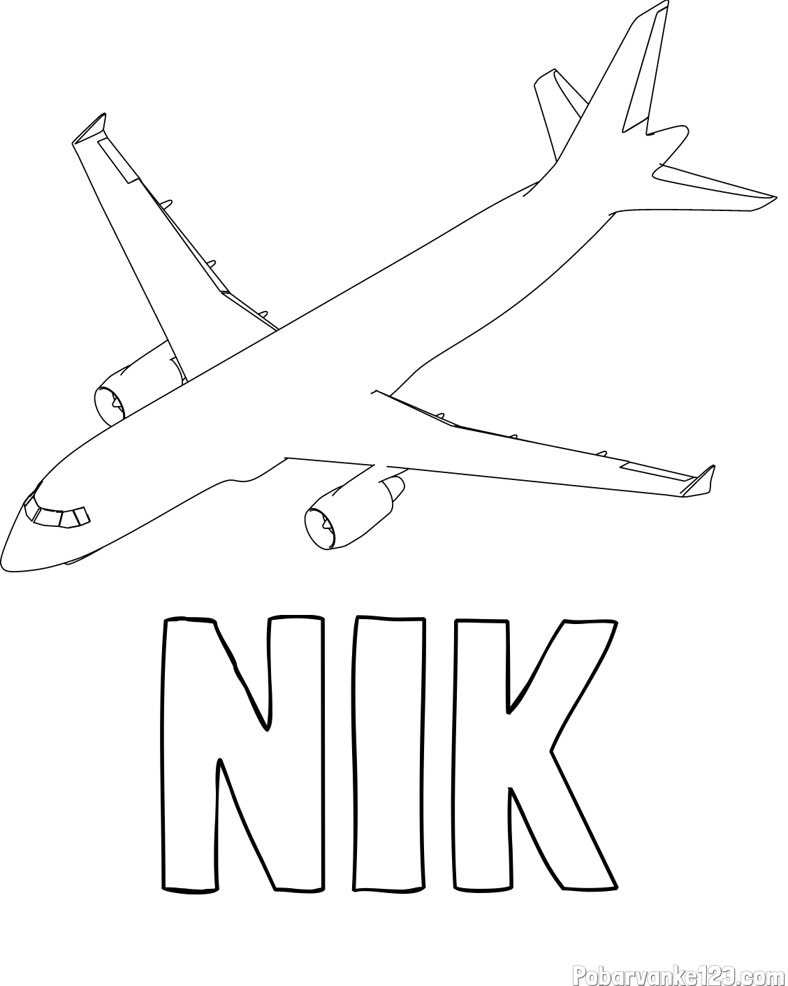 Pobarvanka imena NIK in pobarvanka velikega aviona