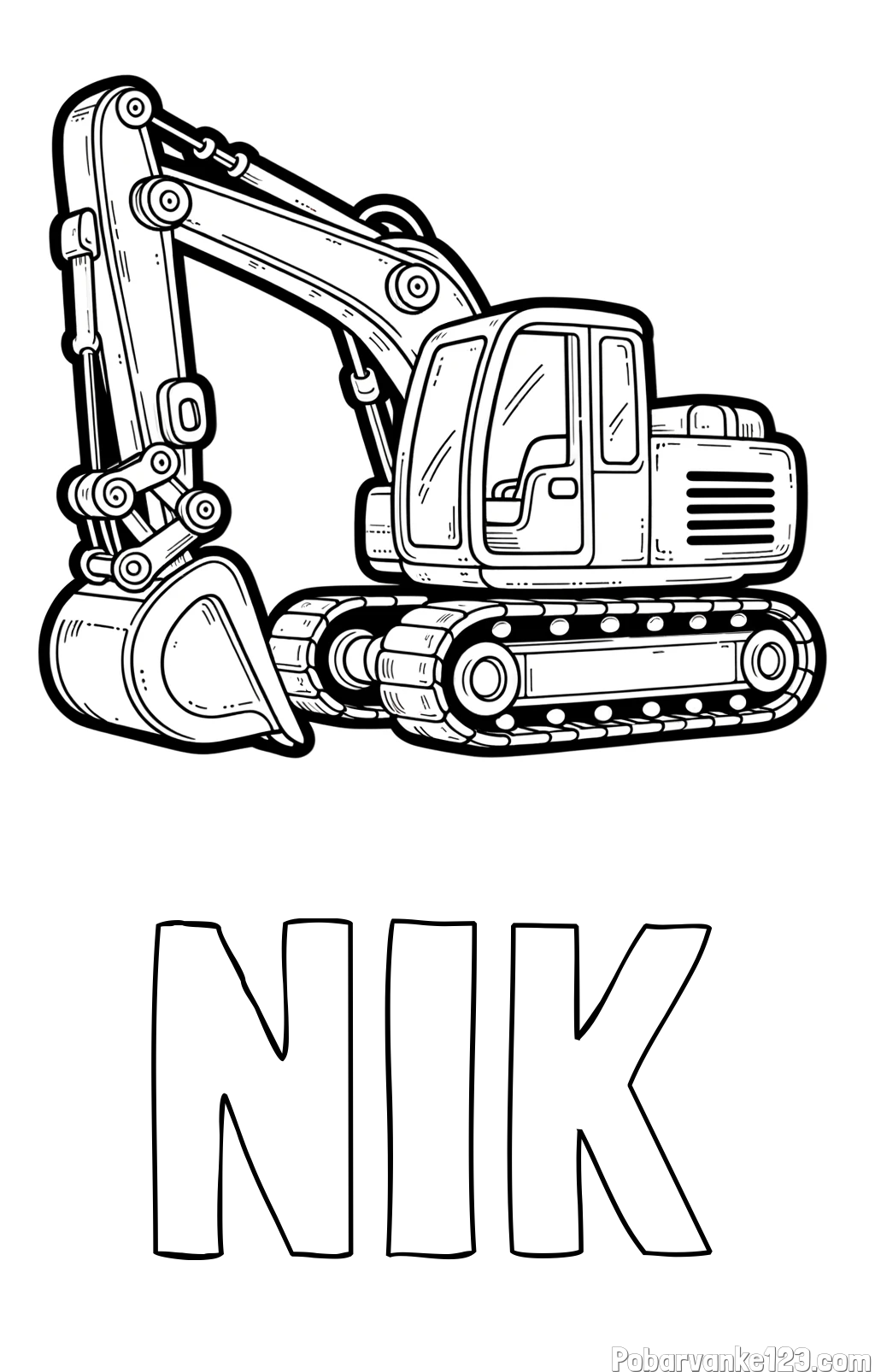 Pobarvanka imena NIK in pobarvanka velikega delovnega stroja - bagra