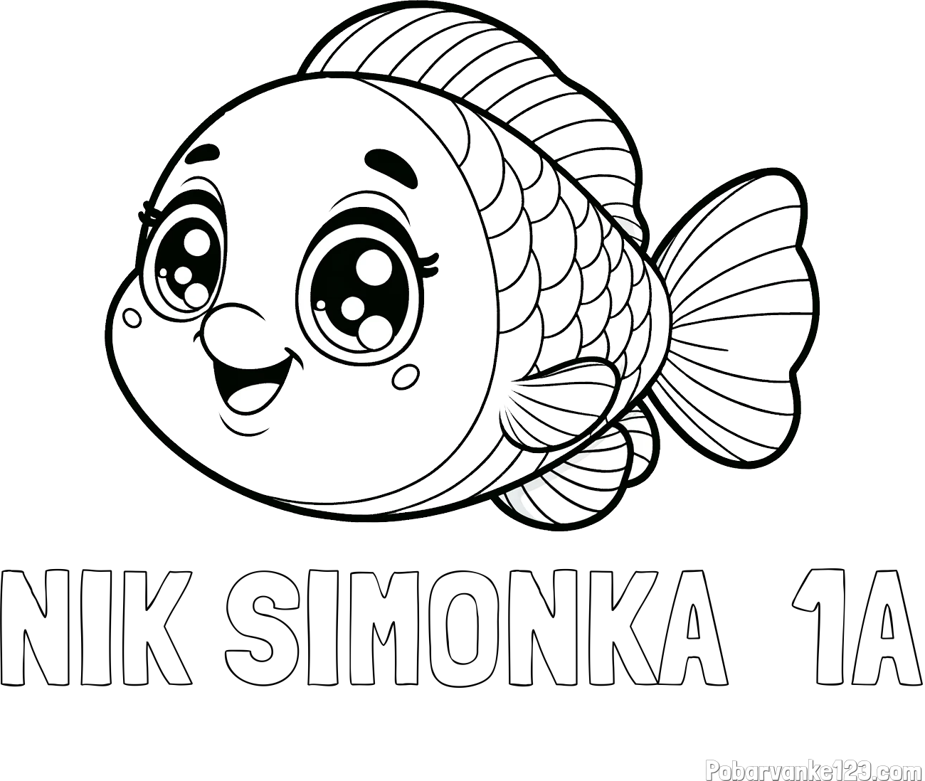 Pobarvanka imena NIK ŠIMONKA  1A in pobarvanka prisrčne ribe
