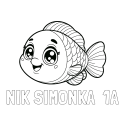 Online izdelana pobarvanka - Pobarvanka imena NIK ŠIMONKA  1A in pobarvanka prisrčne ribe