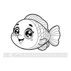 Online izdelana pobarvanka - Pobarvanka imena NIK ŠIMONNNNNNNNNNNNNNNNN in pobarvanka prisrčne ribe