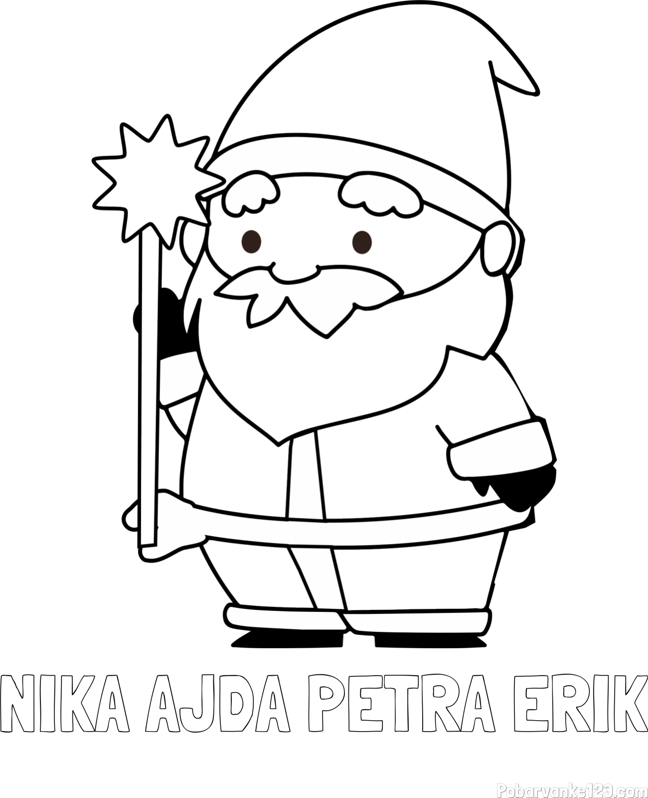 Pobarvanka imena NIKA AJDA PETRA ERIK in dedek Mraz