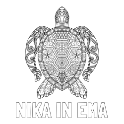 Online izdelana pobarvanka - Pobarvanka imena NIKA IN EMA in pobarvanka želve - mandale