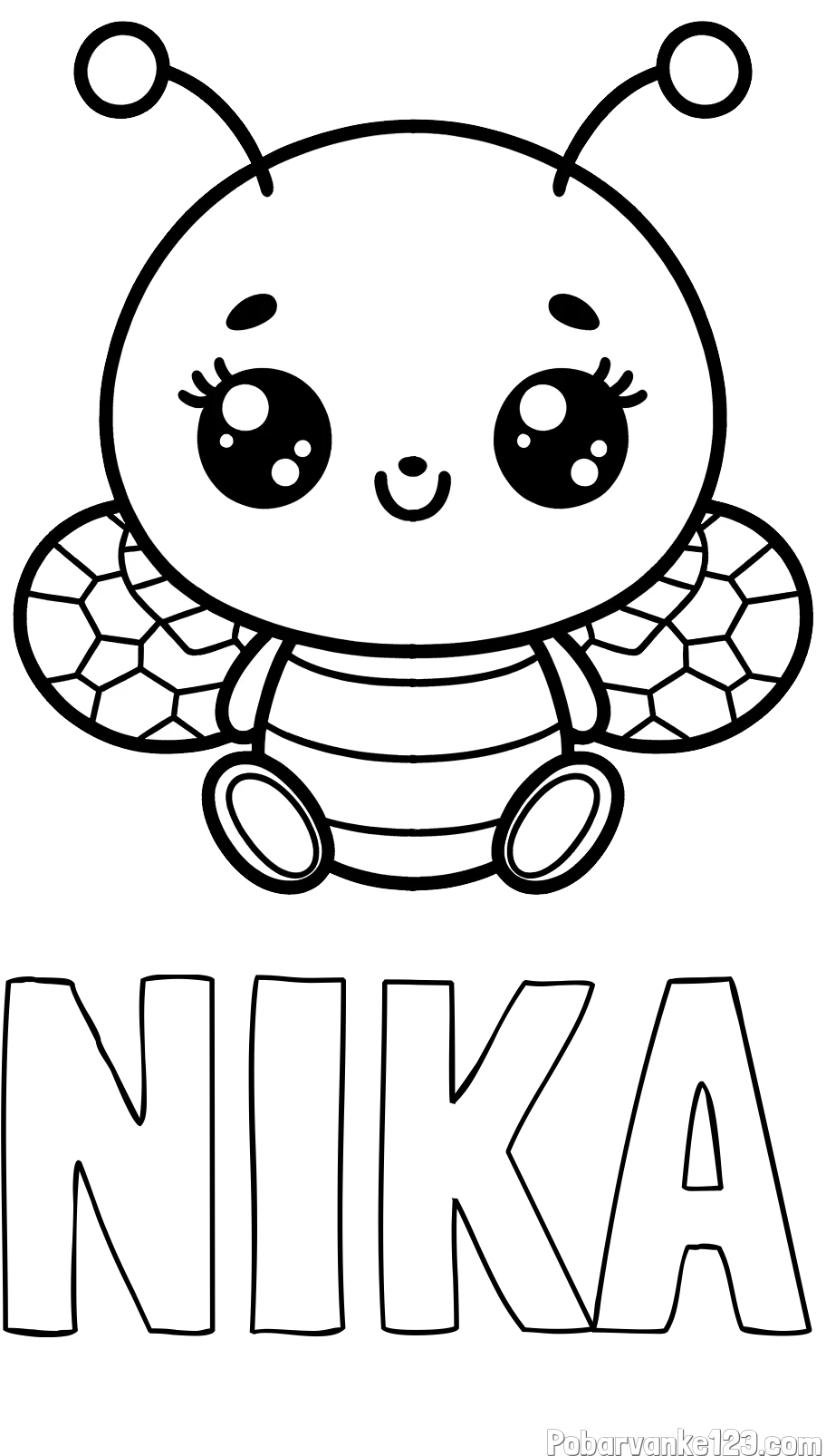 Pobarvanka imena NIKA in otroška pobarvanka ljubke čebele