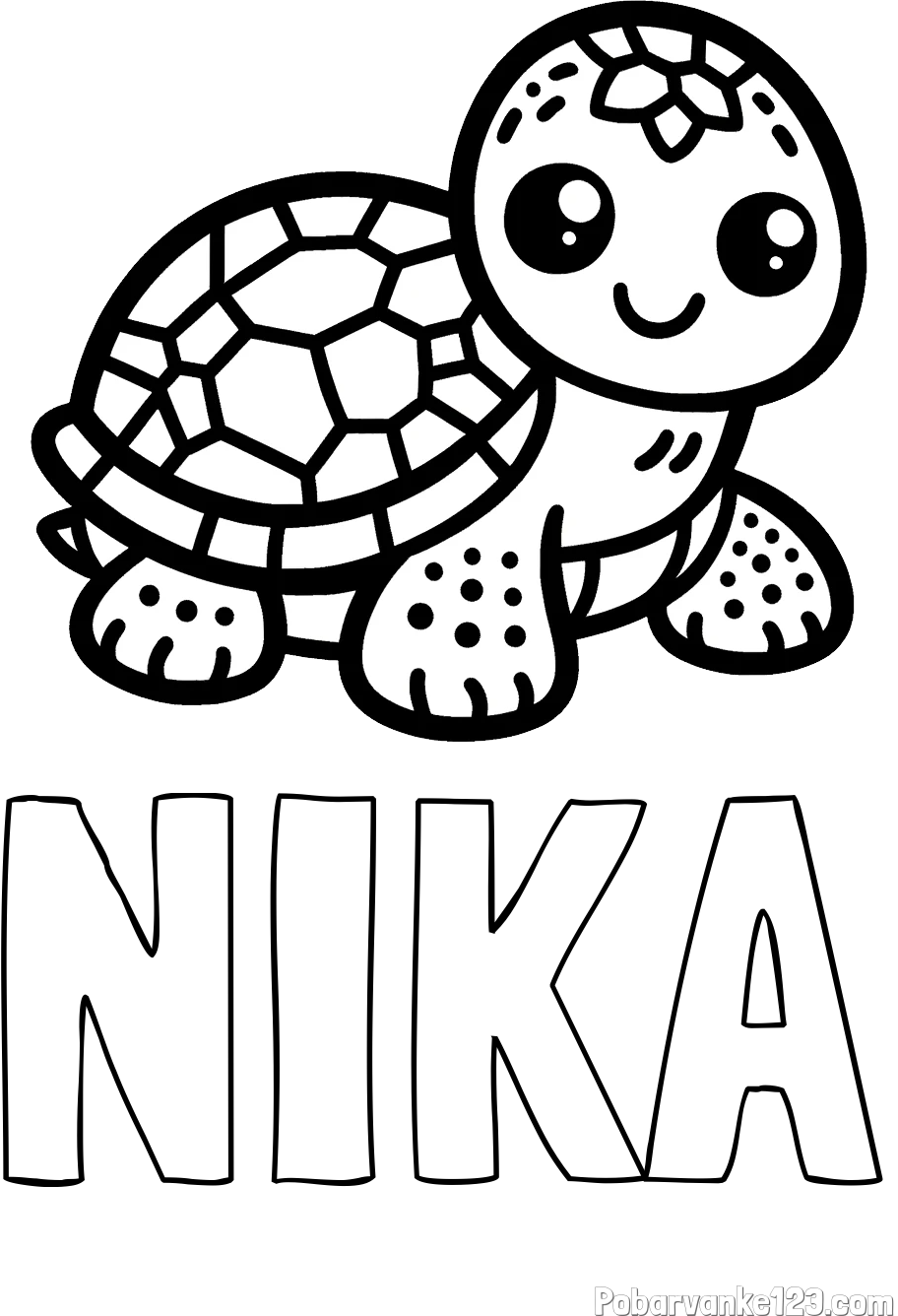Pobarvanka imena NIKA in otroška pobarvanka želve
