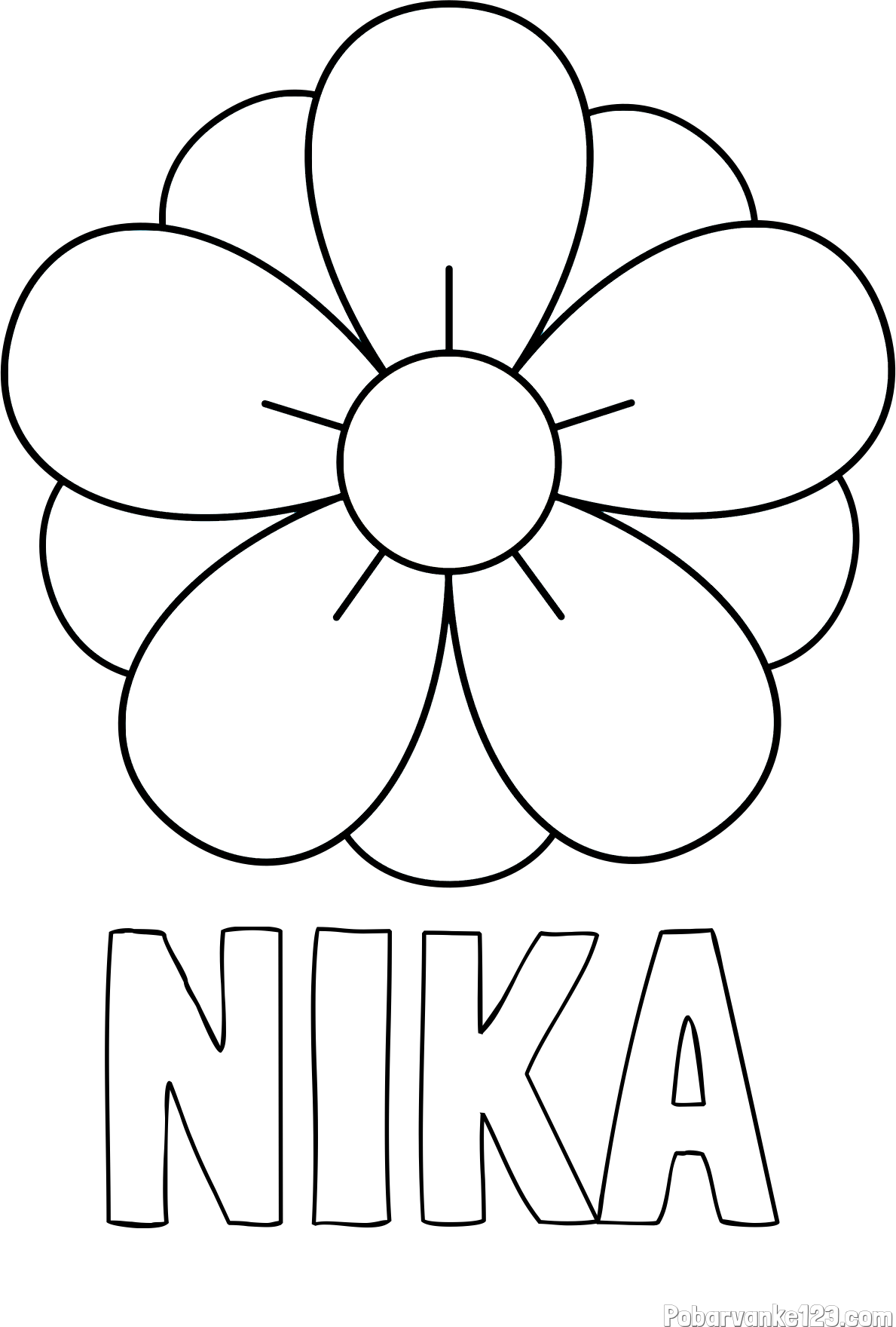 Pobarvanka imena NIKA in pobarvanka lepega cveta