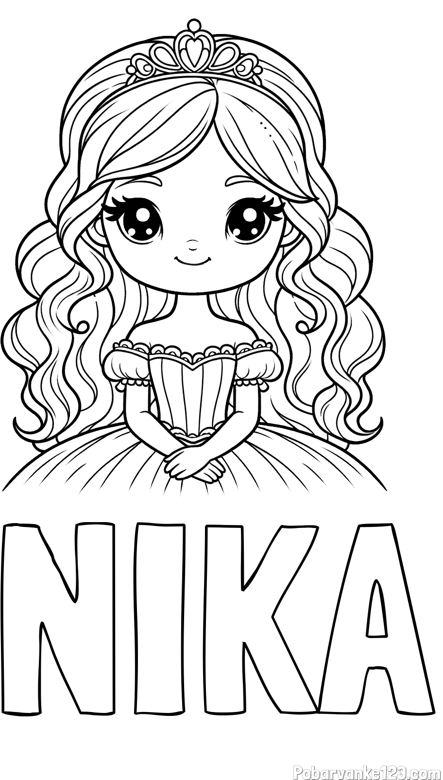 Pobarvanka imena NIKA in pobarvanka ljubke princese