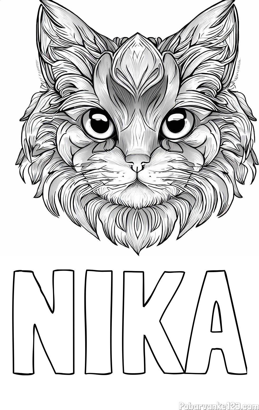 Pobarvanka imena NIKA in pobarvanka mačke