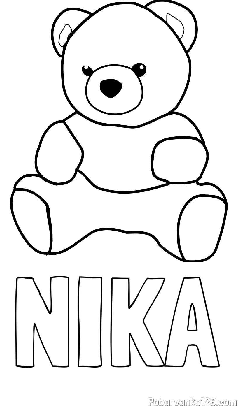 Pobarvanka imena NIKA in pobarvanka medvedka