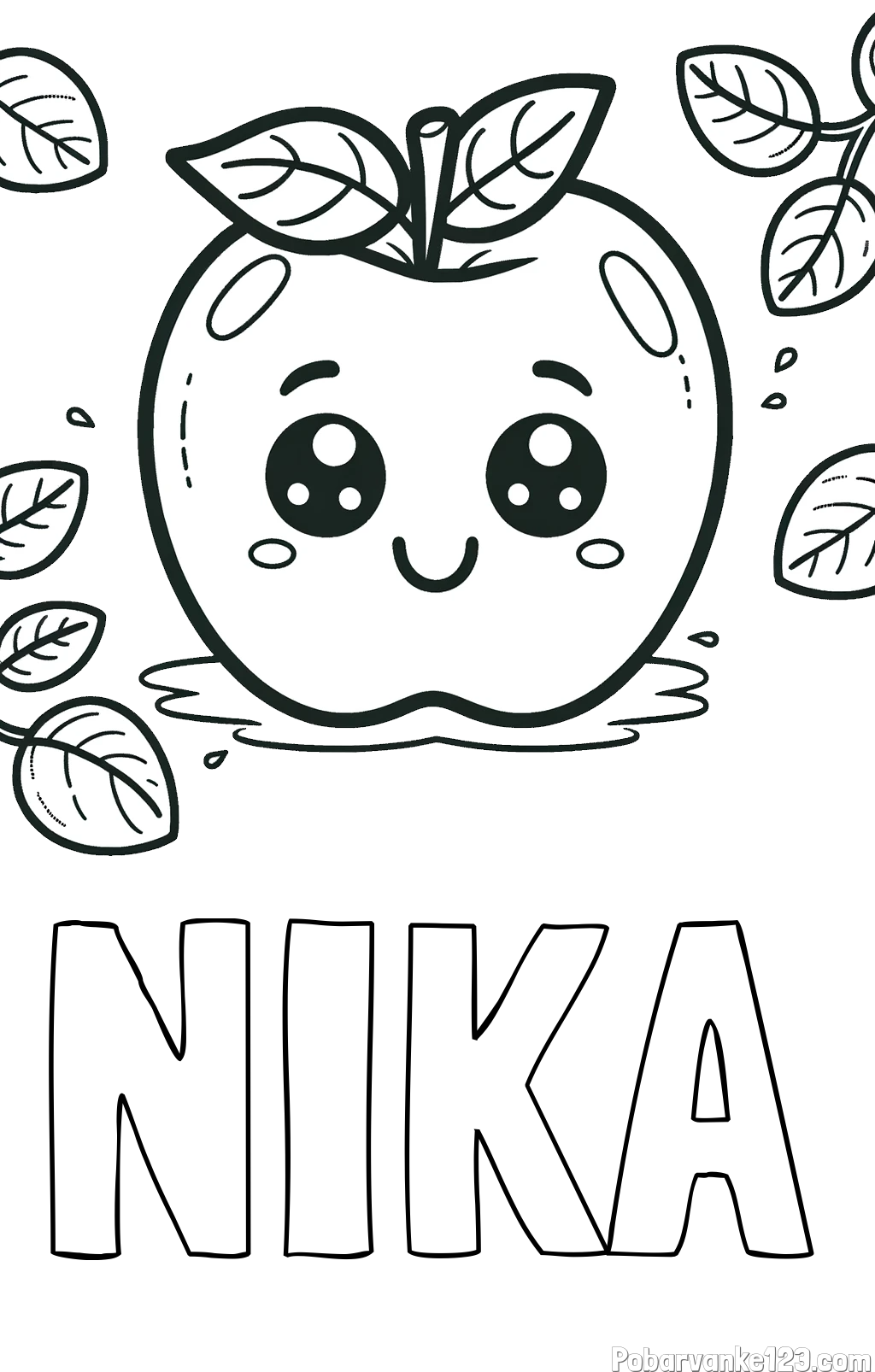 Pobarvanka imena NIKA in pobarvanka nasmejane jabolke