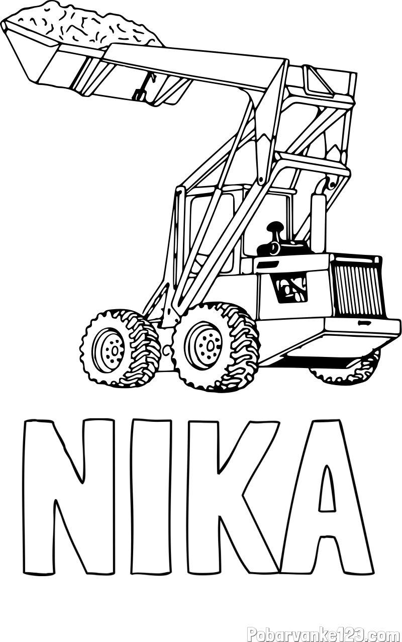 Pobarvanka imena NIKA in pobarvanka velikega traktorja