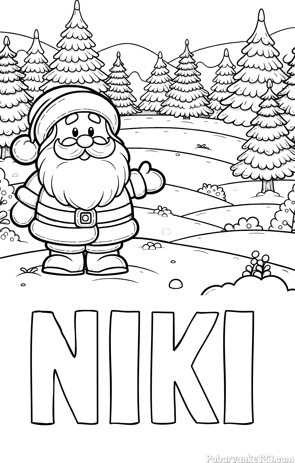 Pobarvanka imena NIKI in pobarvanka Božička v naravi