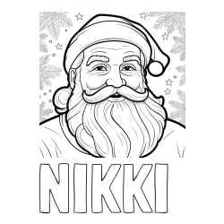Online izdelana pobarvanka - Pobarvanka imena NIKKI  in Čudovita pobarvanka nasmejanega Božička