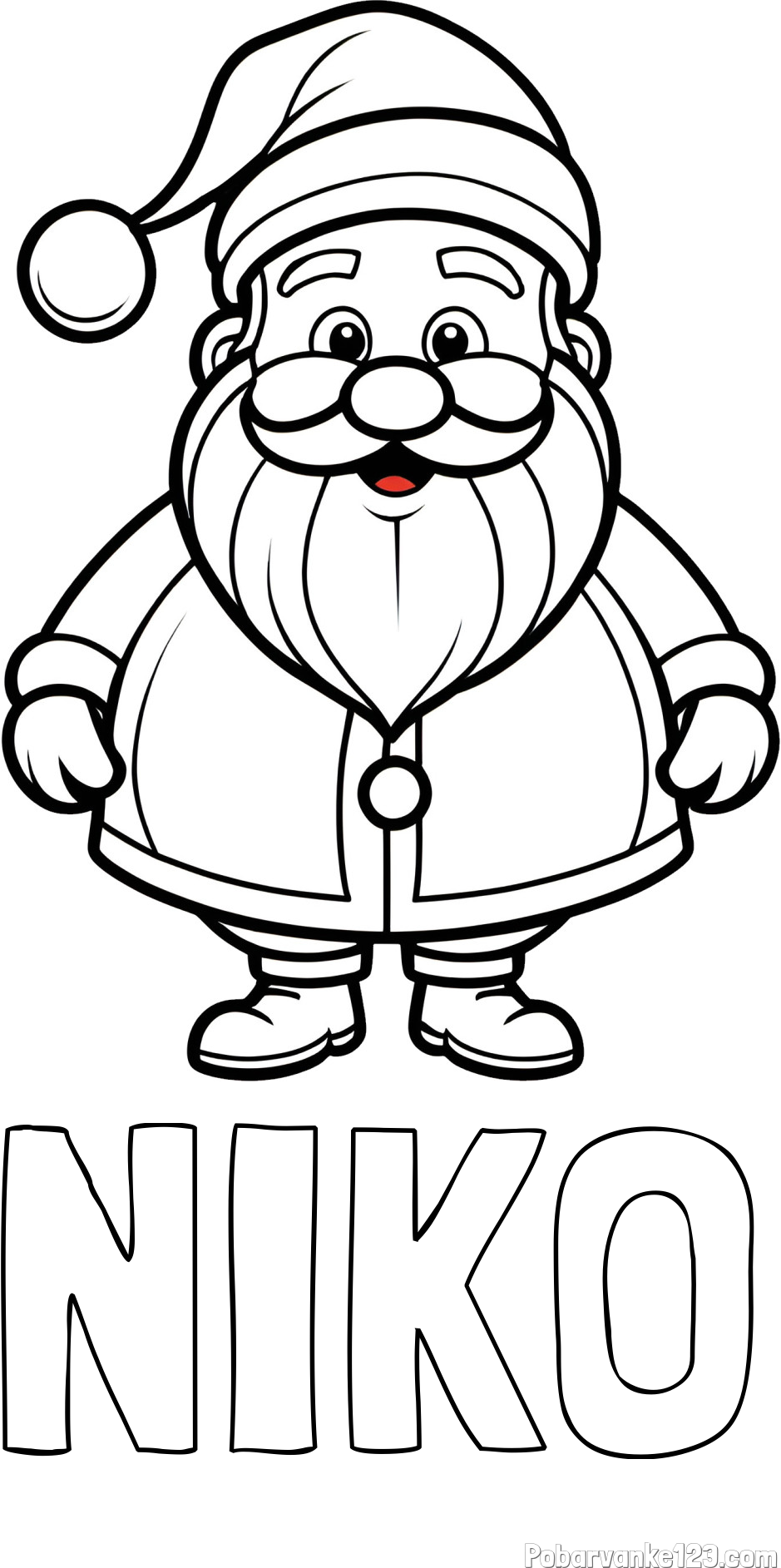 Pobarvanka imena NIKO in otroška pobarvanka prikupnega Božička