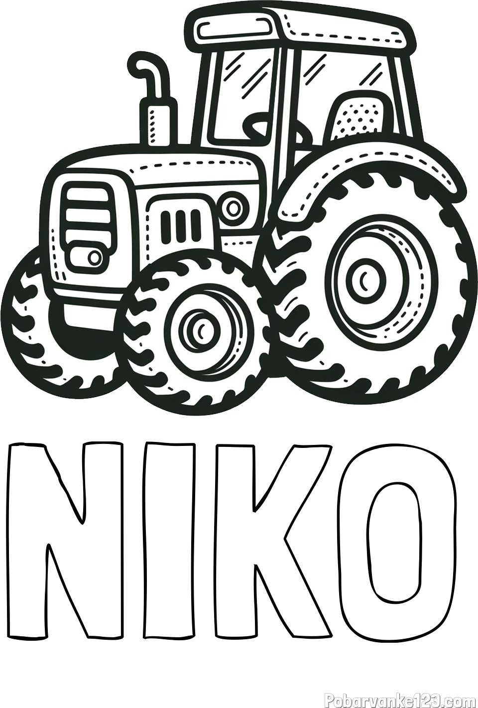 Pobarvanka imena NIKO in pobarvanka čudovitega traktorja