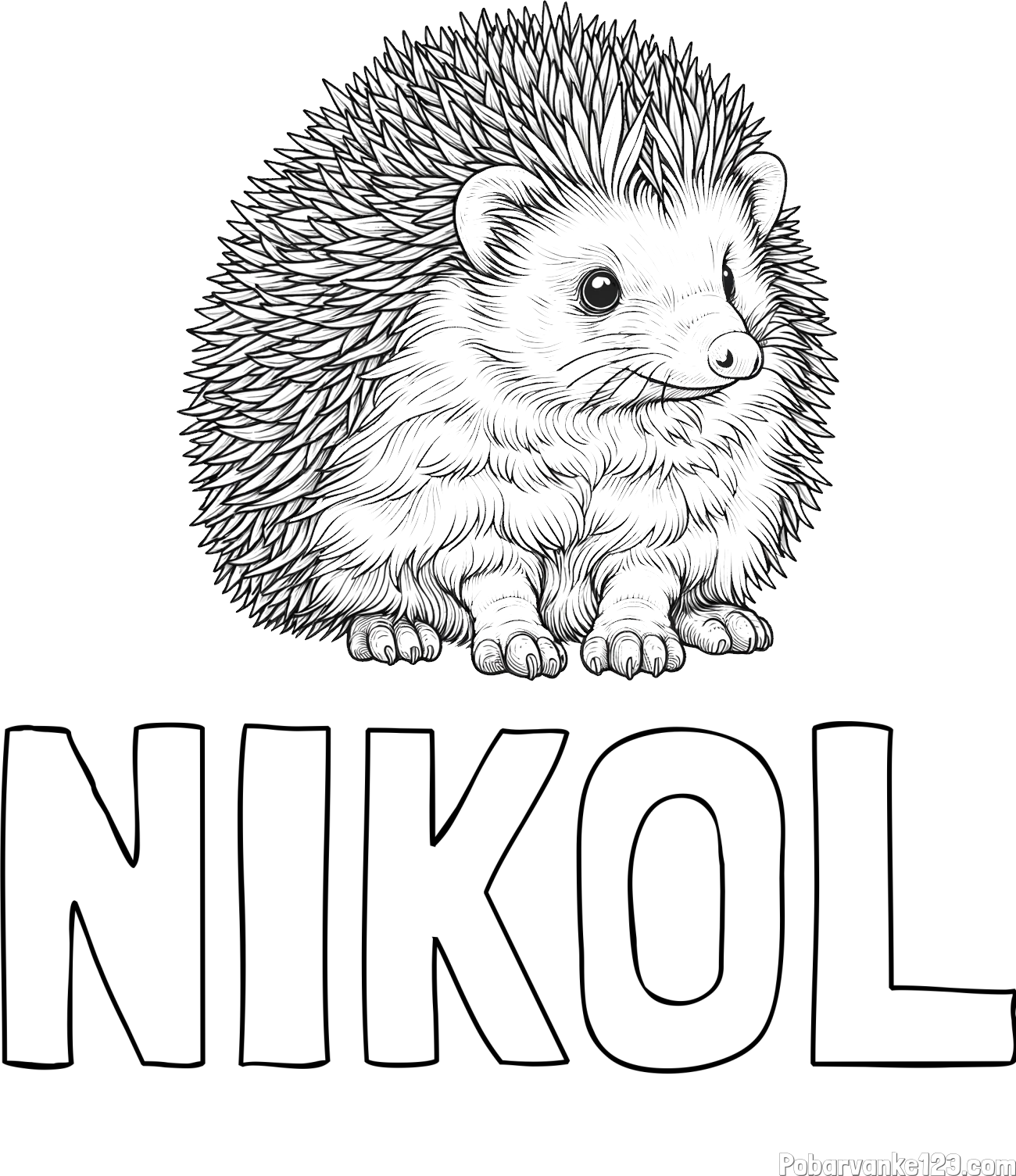 Pobarvanka imena NIKOL in pobarvanka nasmejanega ježa