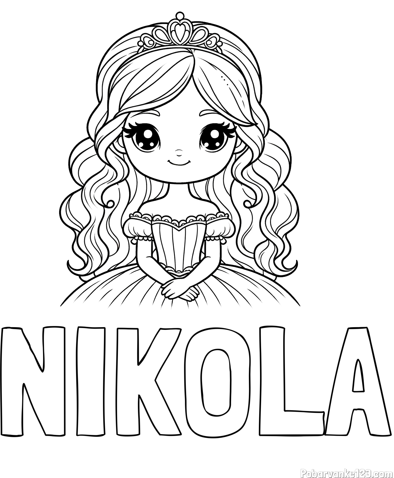 Pobarvanka imena NIKOLA in pobarvanka ljubke princese