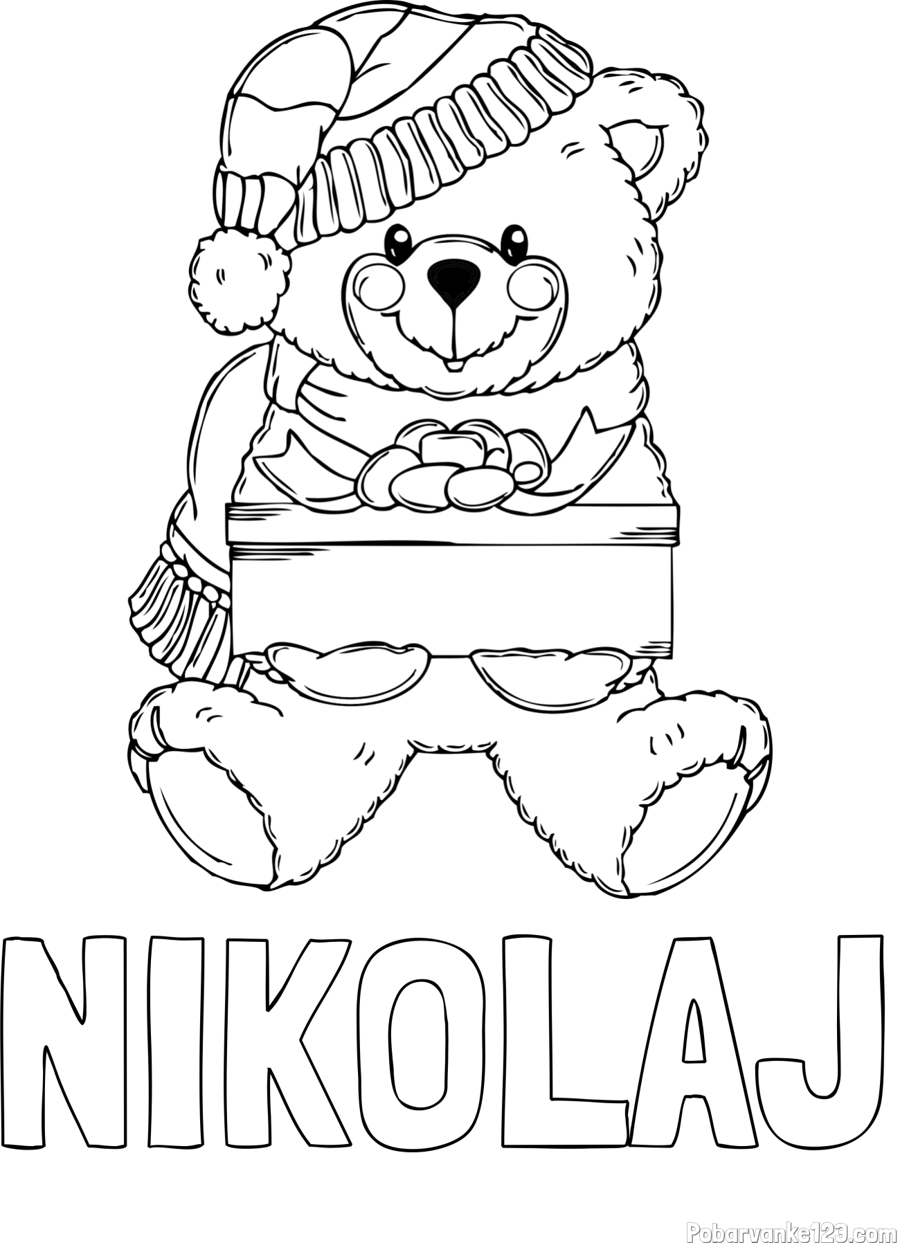 Pobarvanka imena NIKOLAJ in pobarvanka ljubkega medvedka