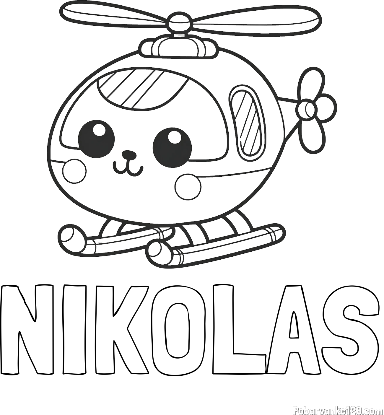 Pobarvanka imena NIKOLAS in otroška pobarvanka helikopterja