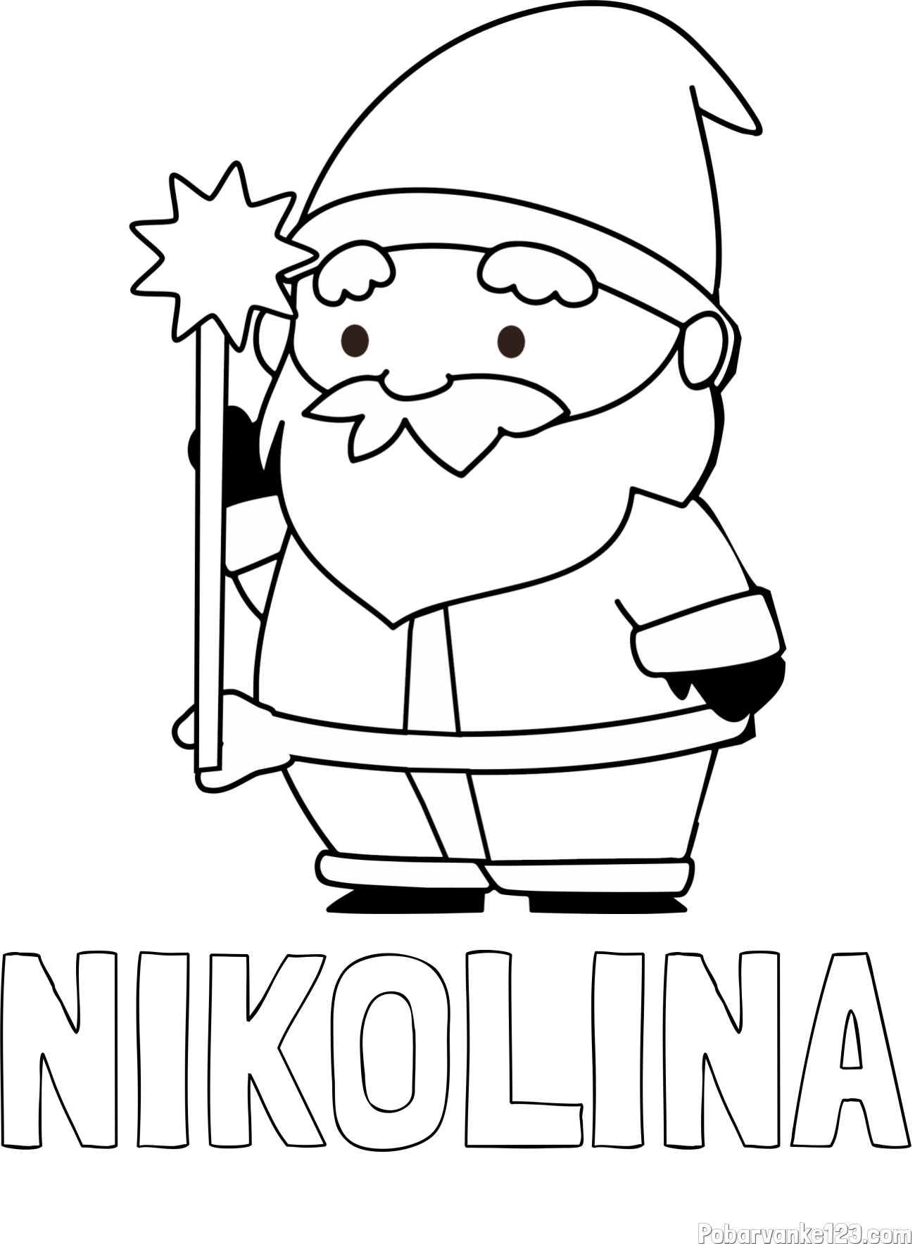 Pobarvanka imena NIKOLINA in dedek Mraz