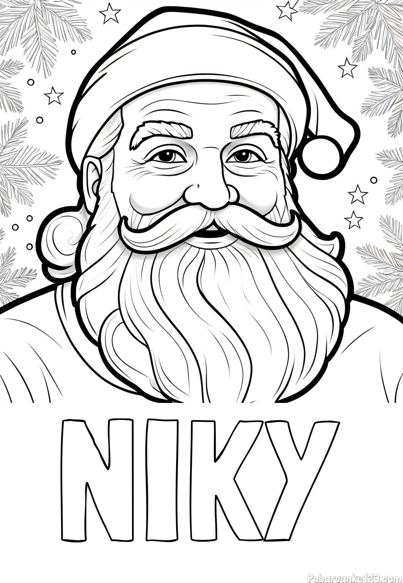 Pobarvanka imena NIKY in Čudovita pobarvanka nasmejanega Božička