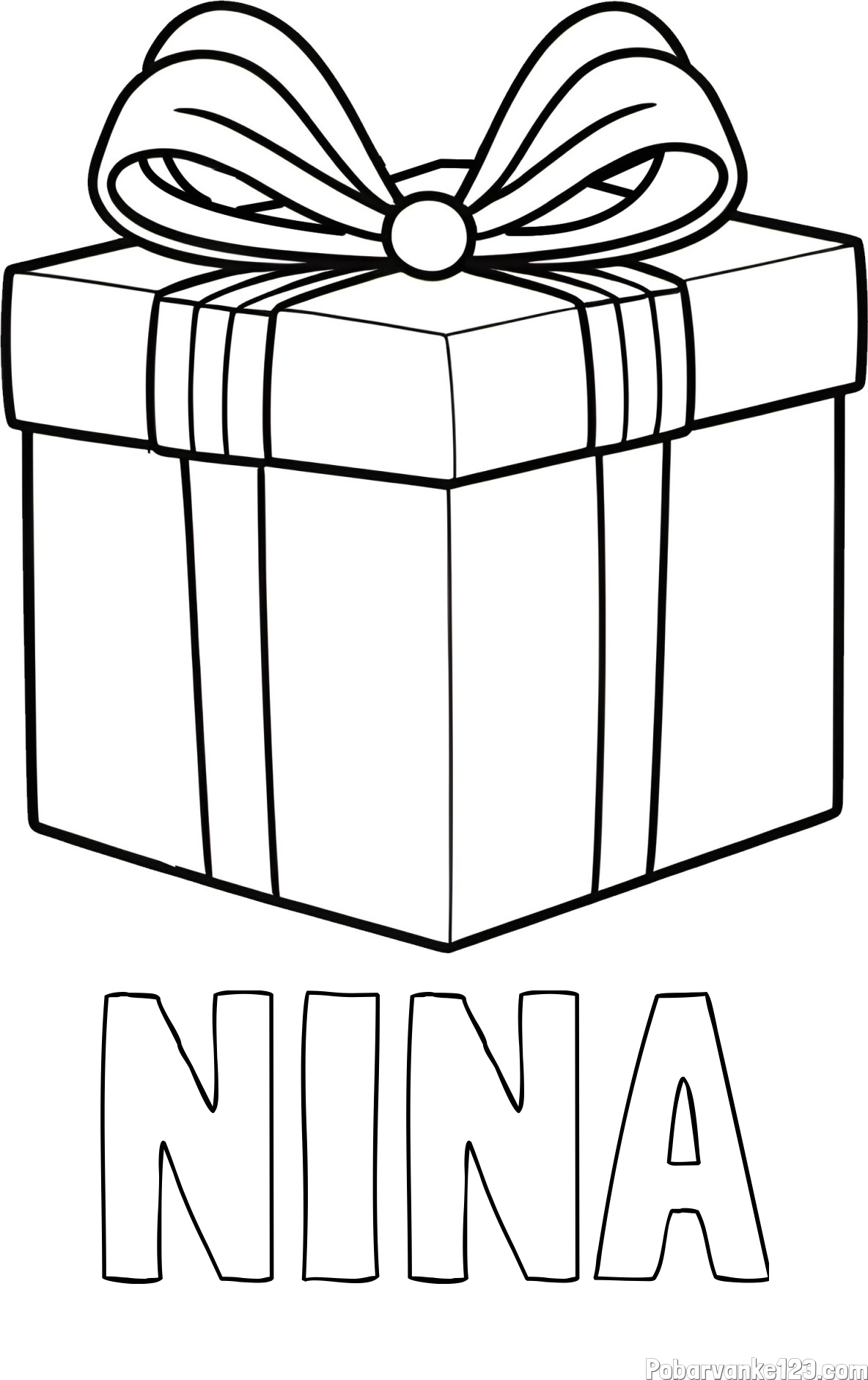 Pobarvanka imena NINA in pobarvanka darila s pentljo