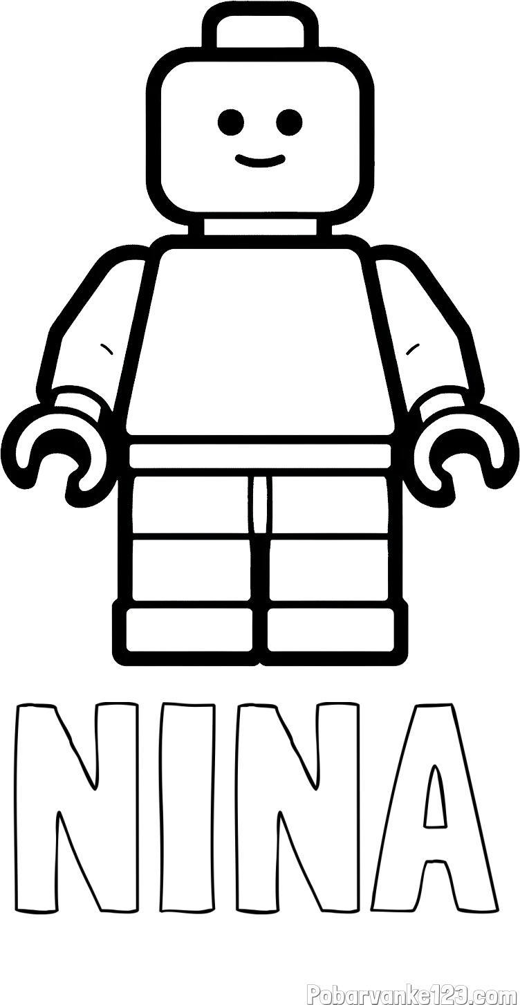 Pobarvanka imena NINA in pobarvanka LEGO figurice fanta