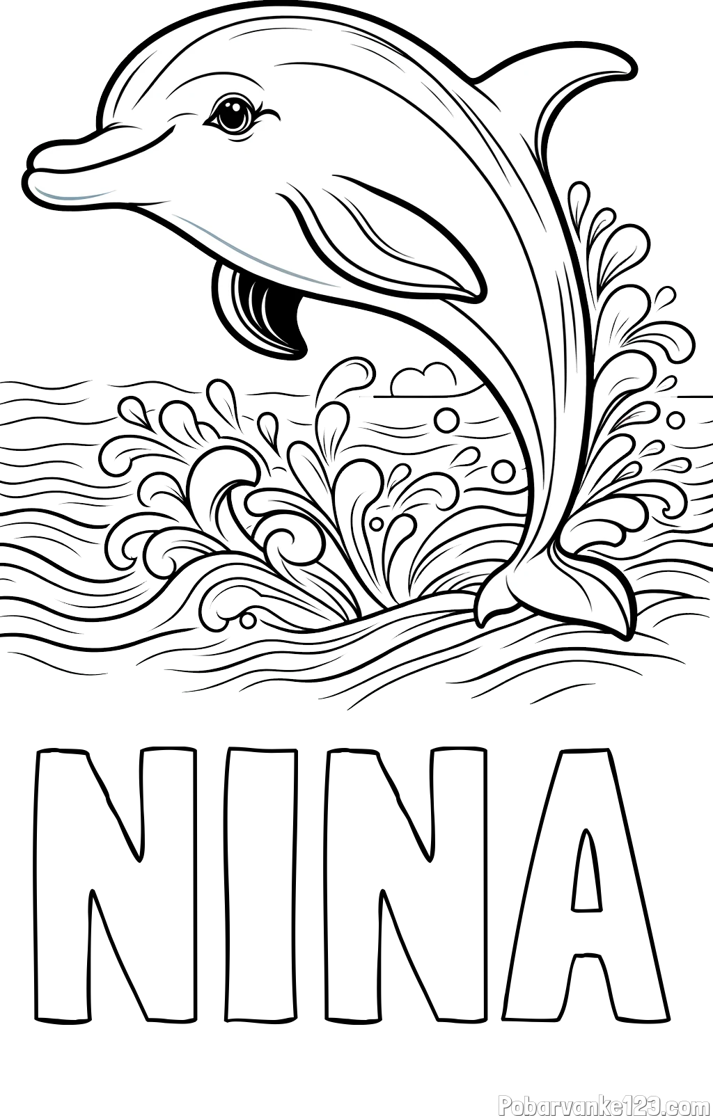 Pobarvanka imena NINA in pobarvanka ljubkega delfina