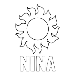 Online izdelana pobarvanka - Pobarvanka imena NINA in pobarvanka sonca