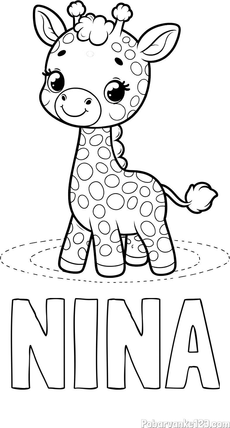 Pobarvanka imena NINA in pobarvanka žirafe