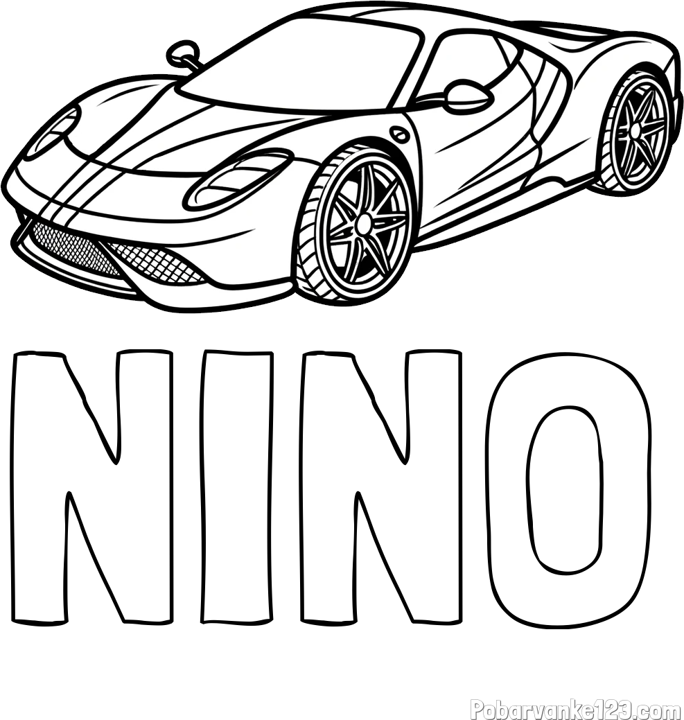 Pobarvanka imena NINO in pobarvanka dirkalnega avtomobila