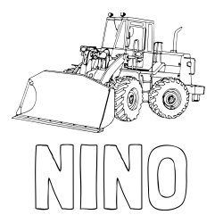 Pobarvanka imena NINO in pobarvanka velikega bagra
