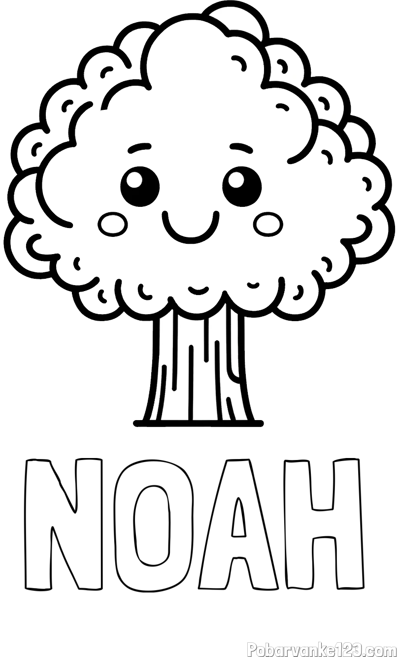Pobarvanka imena NOAH in otroška pobarvanka drevesa